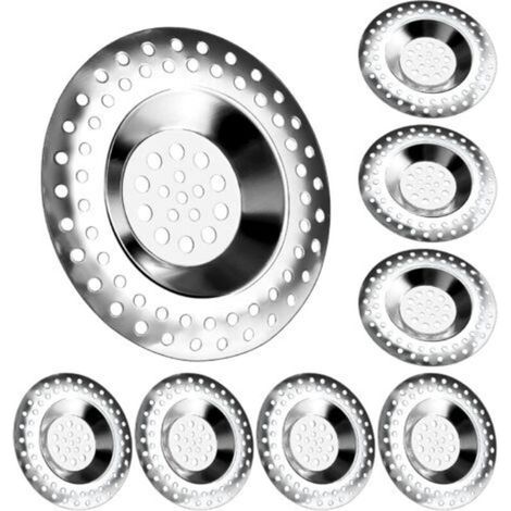 Set di 8 filtri per lavello in acciaio inox, raccogli capelli, tappo per scarico doccia, protezione per scarico, filtro per scarico, copertura per foro di scarico doccia - Crezuo