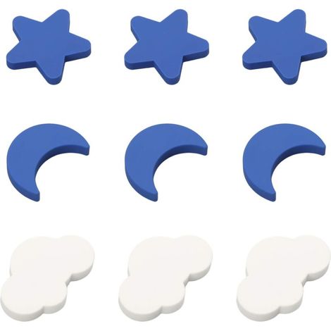 SABIR boutons de tiroir pour enfants star, boutons de porte enfants, Boutons de tiroir souples pour enfants Boutons de nuages de lune étoile pour armoire de placard de chambre denfants, 9 pièces, (1/5)