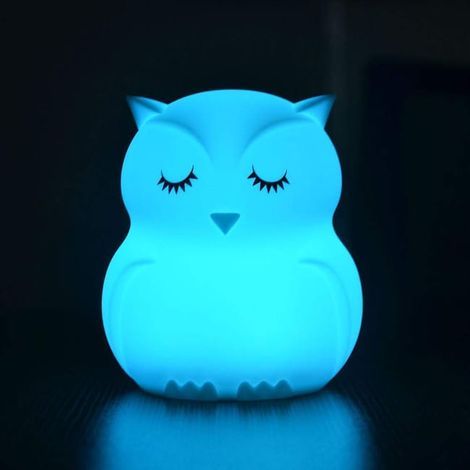 Télécommande LED Tactile Coloré Hibou Tapping Lampe Atmosphère Lampe De Chevet, Sans Pile Inclus