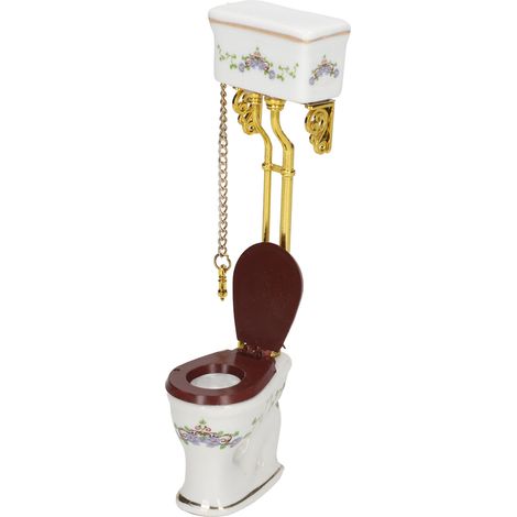 Miniatur-Toilette im Maßstab 1:12, niedlicher Vintage-Stil, tragbar, aus Keramik und Metall, Puppenhausdekoration, Spielzeug für Fotorequisiten (1/5)