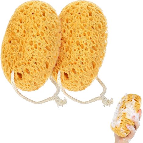 Lot de 2 grandes éponges de bain douces en nid d'abeille, 15,5 cm, éponges de douche exfoliantes douces, mousse dense, fournitures de nettoyage en profondeur pour femmes, hommes et enfants (1/5)