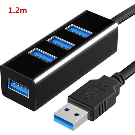 Hub USB multi-USB avec alimentation intégrée, noir, 1,2 m (1/4)