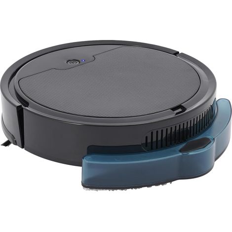 Saugroboter Roboterstaubsauger, Saugroboter mit Wischfunktion 3 in 1, 1100Pa Staubsaugerroboter mit 2 Arten Reinigungsmodus für Tierhaare, Teppich, Hartboden (Schwarz)