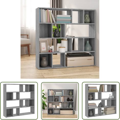 The Living Store Bücherregal/Raumteiler Grau Sonoma 105x24x102 cm - Buche Regal - Raumteiler - Wohnzimmermöbel - Grau - Holzwerkstoff (1/5)