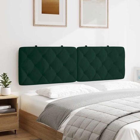 vidaXL Cabecero de cama acolchado terciopelo verde oscuro 160 cm (1/5)
