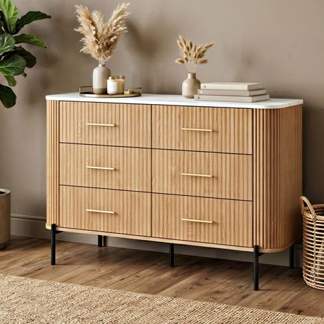 Kommode Kokunse mit 6 Schubladen 120x42x78 cm Eicheoptik [en.casa] (1/5)