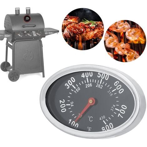 Jauge de température de barbecue à cadran de thermomètre de fumeur de gril, indicateur de chaleur de gril à gaz de charbon de bois d'acier inoxydable pour la cuisson de viande, affichage Celsi (1/5)
