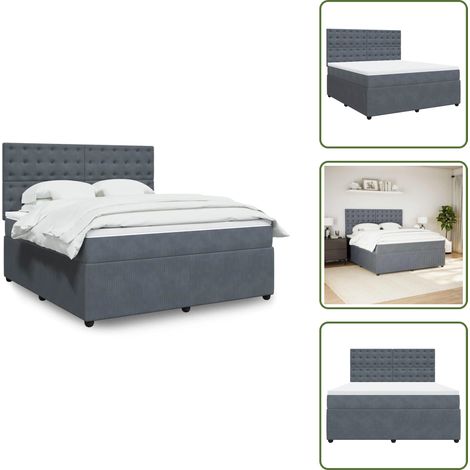Sommier à lattes de lit et matelas Gris foncé 180x200cm Velours - Sommier À Lattes De Lit - Sommiers À Lattes De Lit - Lit - Meuble De Chambre À Coucher (1/5)