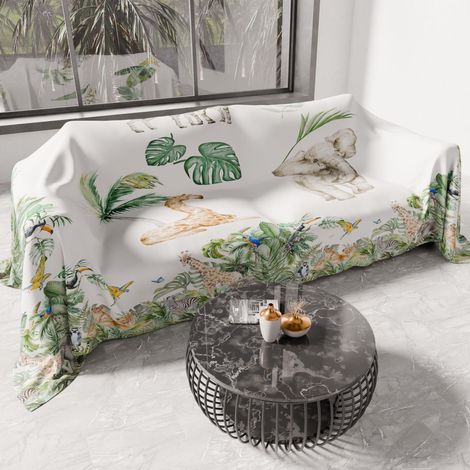 Drap de Protection en Microfibre Multi-Usage Anti-Taches 260x270 cm, Housse de Canapé, Couvre Lit, Couverture de Canape, Animalier 03, 100% (1/5)