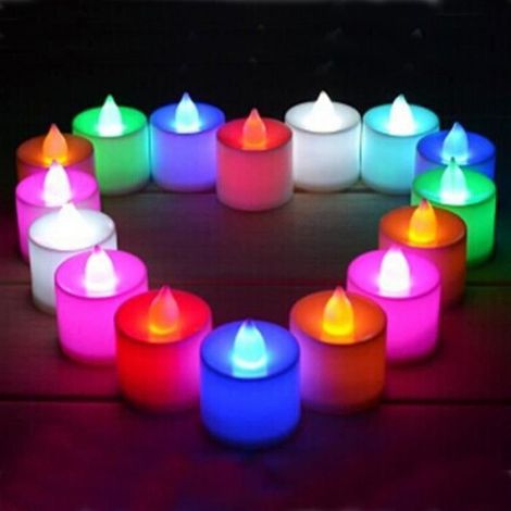 Bougie LED - Effet Flamme Réaliste - 7 Couleurs - Piles Incluses - Lot de 24
