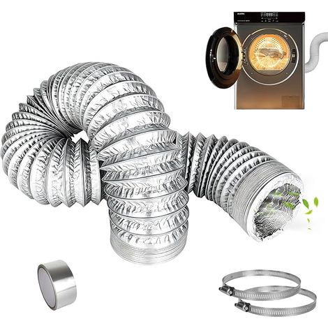 Tuyau d'évacuation d'air 100 mm, longueur 2,5 m, tuyau flexible en PVC en aluminium avec 2 colliers de serrage en acier inoxydable et ruban adhésif de 2 m pour climatisation, hotte aspirante (1/5)