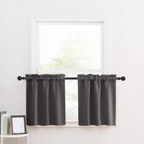 Rideau Court - Coton Lin - 75 % Occultation - Pour Cuisine Salle De Bain Chambre - Lot De 2 (1/5)