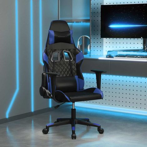 vidaXL Silla gaming cuero sintético negro y azul (1/5)