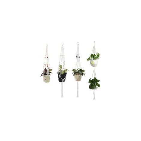Ensemble de 4 supports pour plantes suspendus d'intérieur, paniers décoratifs avec 4 crochets, pour la décoration intérieure et extérieure, coffret cadeau, combinaison 3 (1/4)