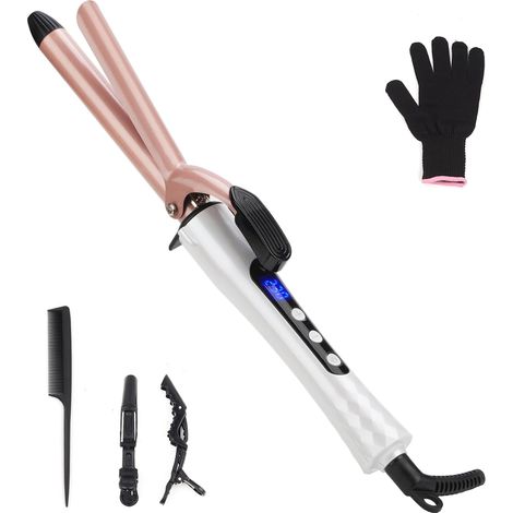Curling Irons 19 mm Clip-On Curling Hair For natural waves, even heat, ceramic curl for long and short hair, included glove (1/5)