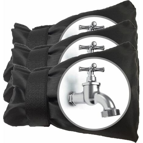 3pcs Black Outdoor Faucet Covers, Winter Antifreeze Waterproof Outdoor Garden Faucet Protection Covers, Large Size