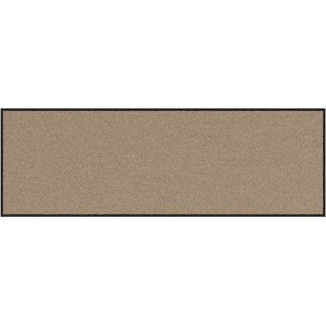 Tapis d'entrée rectangulaire moderne 60 x 180 cm base antidérapante design cosy en polyamide beige (1/5)