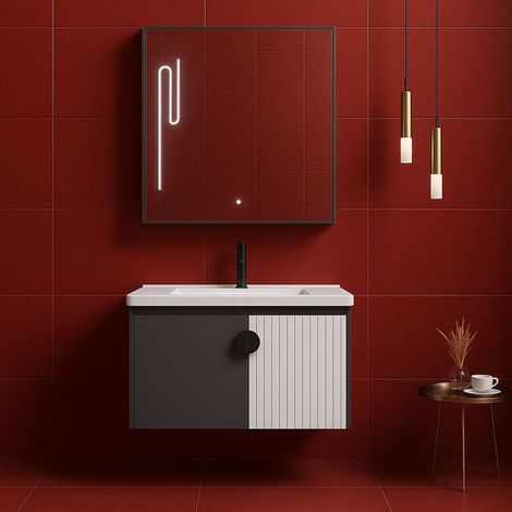Ensemble Mobilier de Salle de Bain Lavabo et Armoire Miroir 60 cm (1/5)