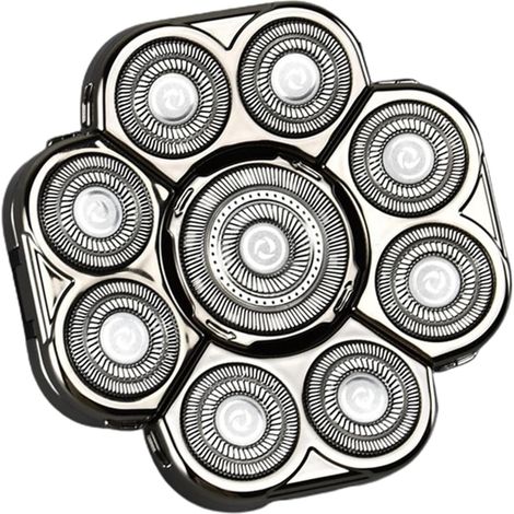 Têtes de rechange pour rasoir électrique – Rasoir à grille haute vitesse à double anneau de 3,54 x 3,54 pouces, fixation de tête électrique à 9 têtes, têtes de rechange  Remplacement universel à dou (1/5)