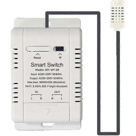 EWelink 20A WLAN-Smart-Temperatur- und Feuchtigkeitsschalter mit 1-m-Sensor, kompatibel mit Sprachsteuerung (1/5)