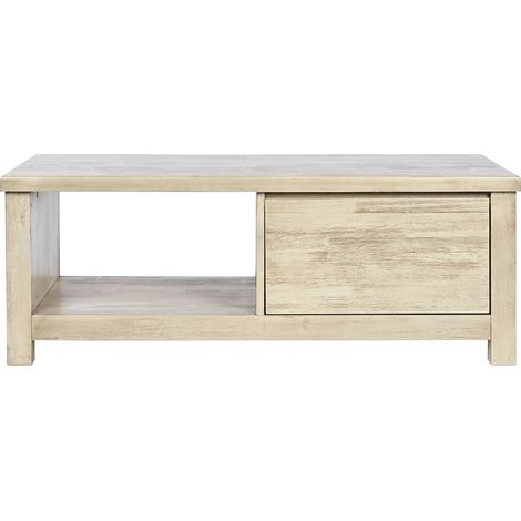 Table d'appoint avec 1 tiroir et 1 niche en bois coloris naturel - longueur 120 x profondeur 60 x Hauteur 45 cm (1/5)