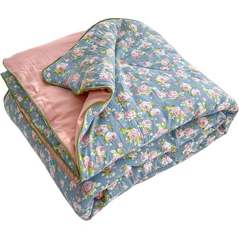 Biancheria da letto estiva, ribaltabile per una sensazione di freschezza, adatta a tutte le stagioni (motivo a rose)