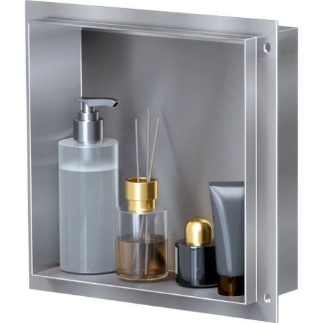 VILSTEIN Duschnische 30x30cm Unterputz Wandnische Edelstahl Randloses Duschregal mit Ablage