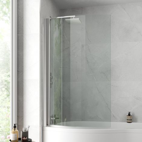 Modern Bathroom Curved Hinged Bath Shower Screen 6mm Toughened Safety Glass (1/3)
