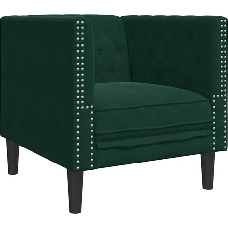 Fauteuil relax Fauteuil Chesterfield vert foncé velours (1/5)