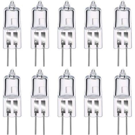 G4-Halogenlampen, G4 12V 20W Halogen-Stiftsockellampe, 2800K Warmweiß, dimmbar, G4 Klarglas-Kapsellampe, 10er-Pack [Energieklasse C]