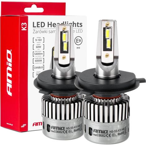 Bombillas LED para coche serie K3 H4/H19 12V 6000K Canbus amio-03682 (1/5)