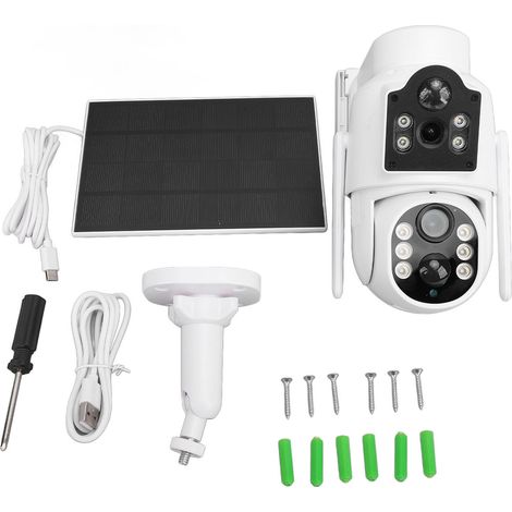Ortviai Caméra de Sécurité Solaire Extérieure 2 MP Double Objectif avec Panneau Solaire, Modèle TQ9, WiFi (1/5)
