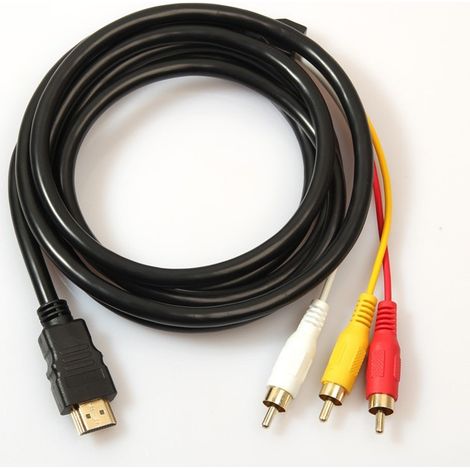 HDMI RCA 3 Câble HDMI Vers RCA Convertisseur Adaptateur Câble Cordon émetteur De Transmission à Sens Unique De HDMI 1,5m RCA (1/5)