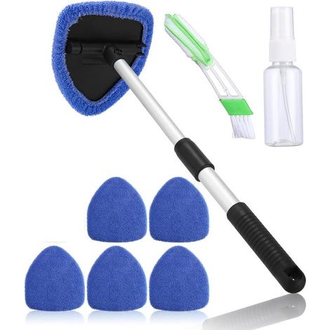 Kit de nettoyage pour pare-brise avec manche télescopique - Bleu (1/5)