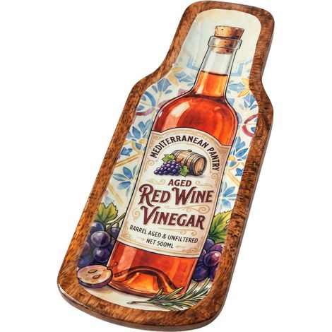 Plato de madera de mango marrón botella de vinagre 39 cm (1/5)
