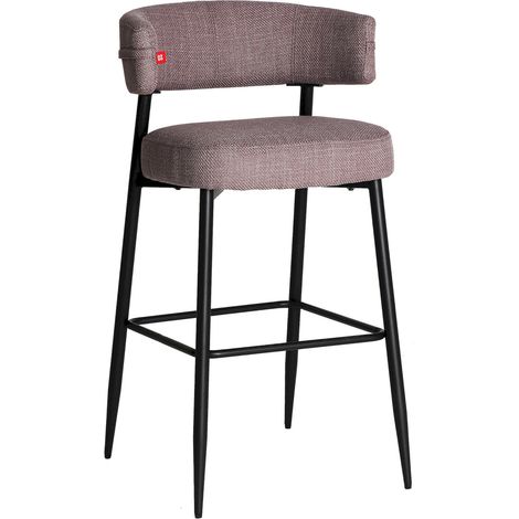 Tabouret de bar contemporain en tissu chiné - mûre chiné et noir (1/5)