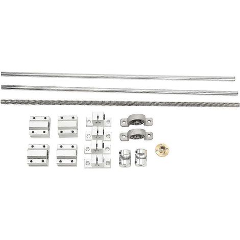 Kit de mouvement linéaire avec tige de guidage, vis mère, supports, roulements et accouplements pour imprimante 3D, transmission de puissance, ensemble complet (1/4)