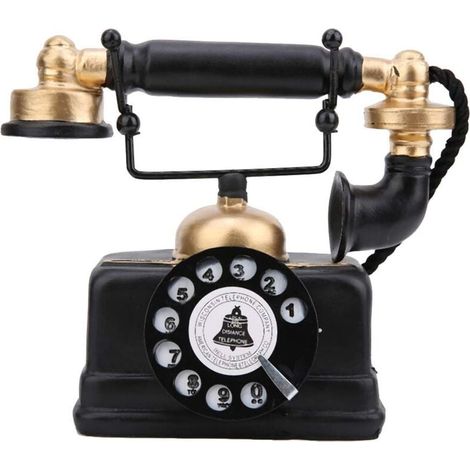 Teléfono fijo antiguo con cable, estilo retro, giratorio, decorativo para hogar, oficina, cafeterías, bares. (1/4)