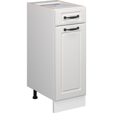 Mobiletto base per cucina R-Line, Bianco casa di campagna, 30 cm senza piano di lavoro, Vicco