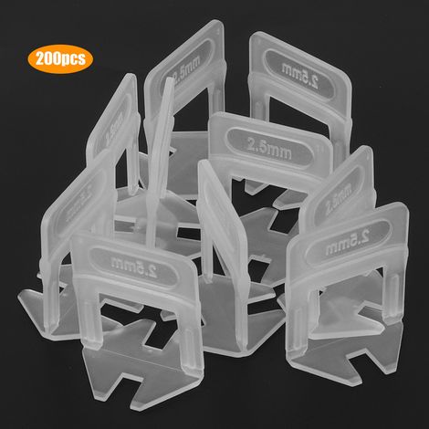 Kit de pose de carrelage de 2,5 mm, 200 pièces, avec clips de nivellement, pour usage domestique (1/5)