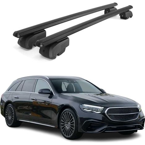 OMAC Aluminium Dachträger Querträger für Mercedes E Klasse W213 2017-2023 – City Crash – ISO/PAS 11154:2006 – Abschließbar – Max. 75 kg – 2 Stangen Schwarz (1/5)