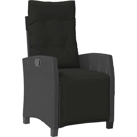 vidaXL Gartenliege mit Fußstütze schwarz Poly-Rattan