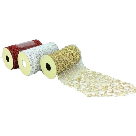Nastro nastrino a rete per decorazioni albero di natale addobbi natalizi confezioni regalo in oro bianco rosso argento - colorigenerali: BIANCO (1/2)