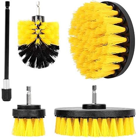 ZOLGINAH Brocha para taladro, 5 piezas de brochas para taladro, kit de limpieza de herramienta de brocha para taladro, brocha para taladro para superficies de baño, piso, bañera (cepillos de 2"/3.5"/4