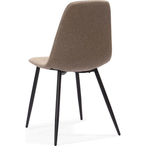 Chaises de salle à manger en tissu et métal, design minimaliste nordique, lot de 2, beige et beige clair (1/5)