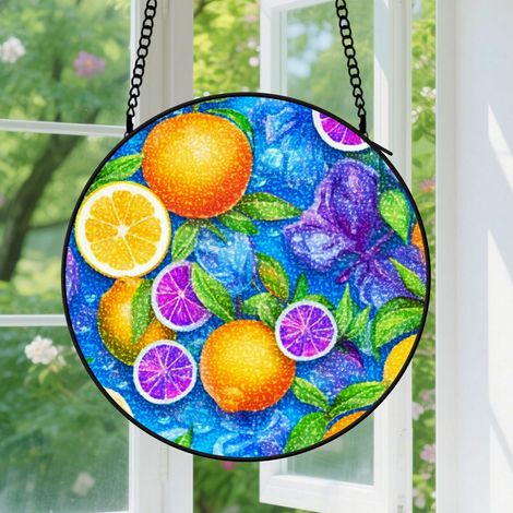 Suspension en vitrail - Attrape-soleil coloré unique pour intérieur, décoration artistique, cadeau Fête des Pères, Anniversaire pour homme, femme 9cm (1/5)