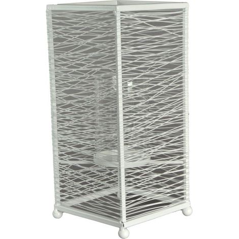 Portacandele metallo bianco grande cm 14x14h31 (1/2)