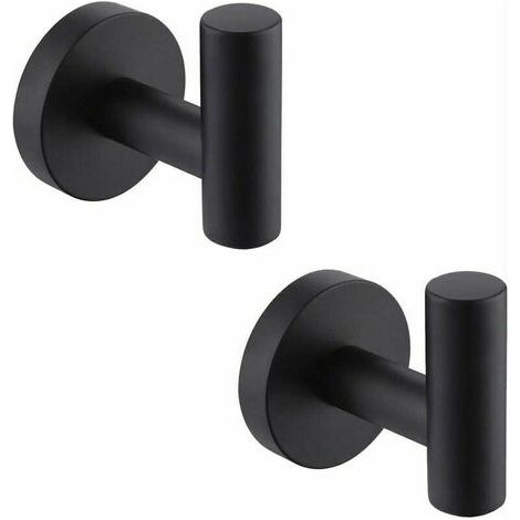 Porte-manteau en acier inoxydable SUS304 noir porte-serviettes stockage 2 pièces,Fonepro, Ensoleillé (1/5)