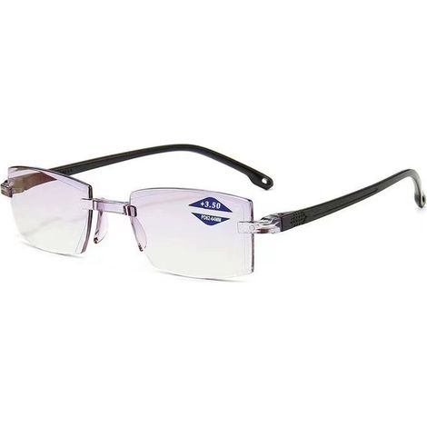 2 paires de lunettes presbyte anti-lumière bleue, à double foyer, monture sans contour finition diamantée, pour vision de près et de loin (1/5)