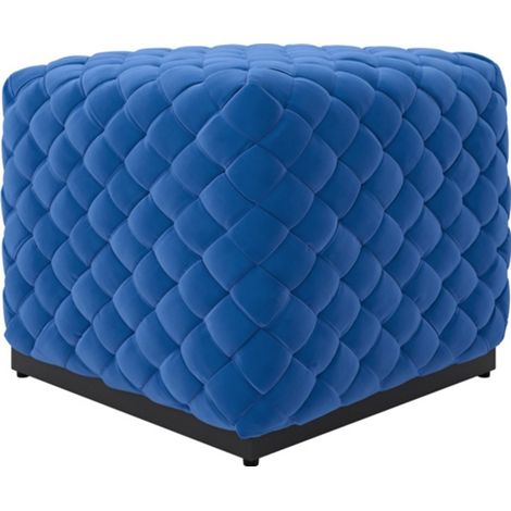 Colline Small Cobalt Pouffe - Velvet/Metal - L50 x W50 x H42 cm - Cobalt/Black - Fully Assembled